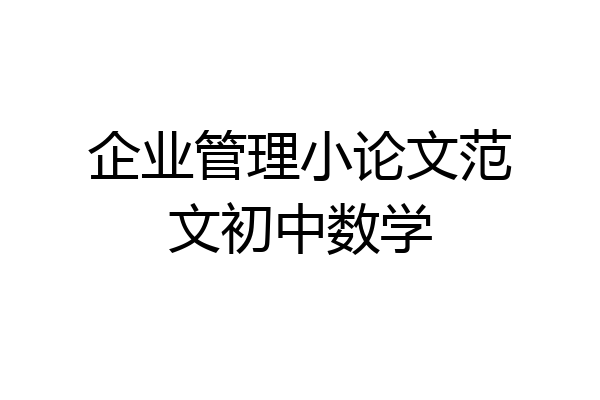 企业管理小论文范文初中数学