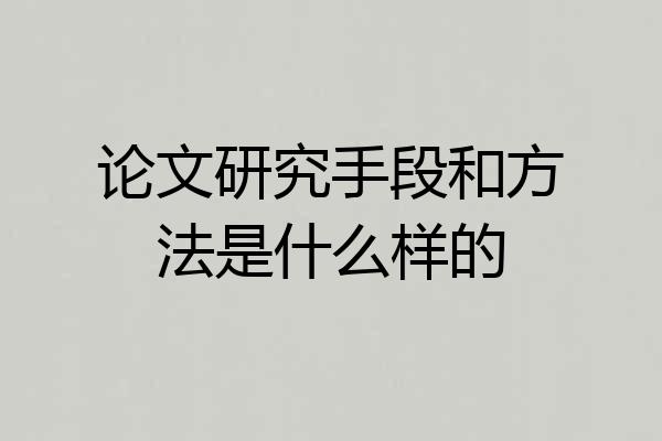 论文研究手段和方法是什么样的