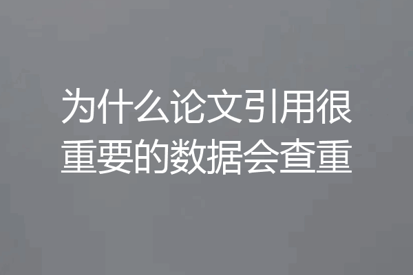 为什么论文引用很重要的数据会查重