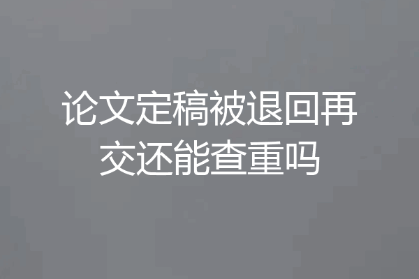 论文定稿被退回再交还能查重吗