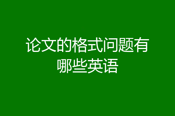 论文的格式问题有哪些英语