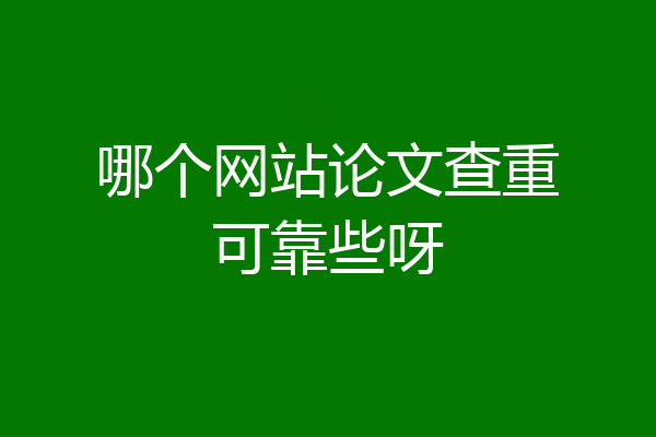 哪个网站论文查重可靠些呀