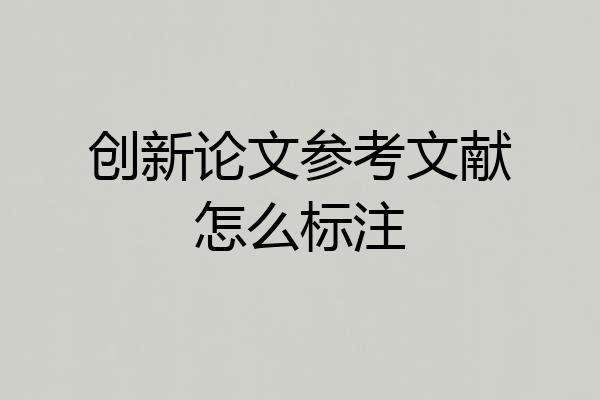 创新论文参考文献怎么标注