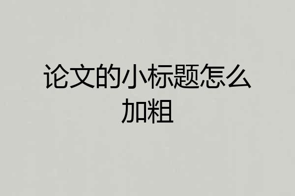 论文的小标题怎么加粗