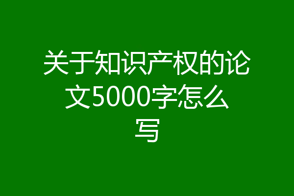 关于知识产权的论文5000字怎么写
