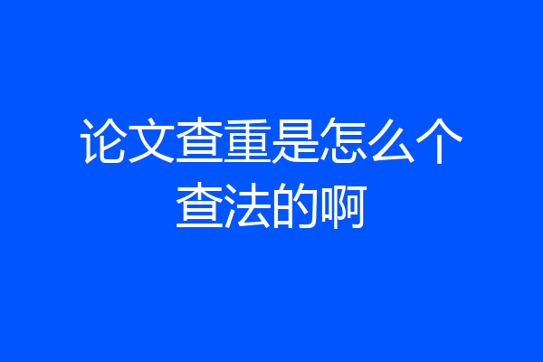 论文查重是怎么个查法的啊