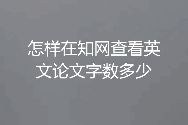 怎样在知网查看英文论文字数多少