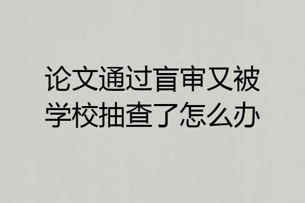 论文通过盲审又被学校抽查了怎么办
