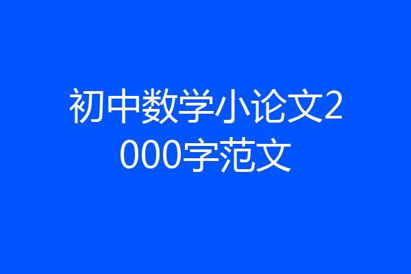 初中数学小论文2000字范文
