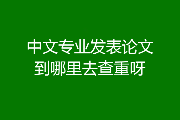 中文专业发表论文到哪里去查重呀