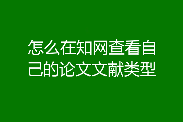 怎么在知网查看自己的论文文献类型