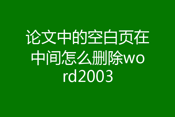 论文中的空白页在中间怎么删除word2003