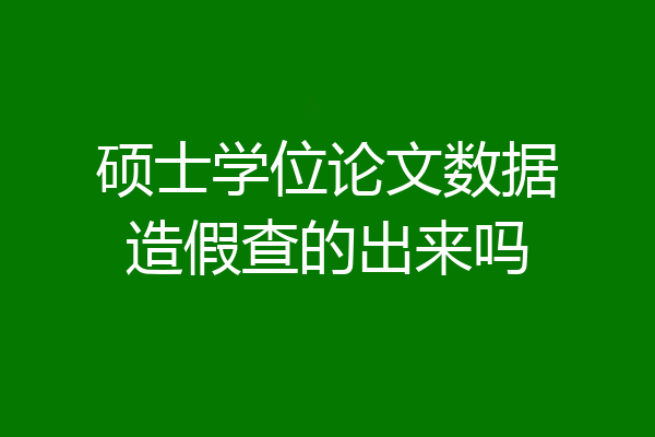 硕士学位论文数据造假查的出来吗