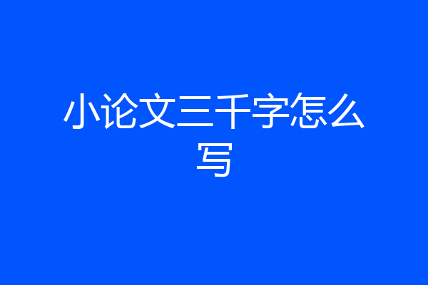 小论文三千字怎么写