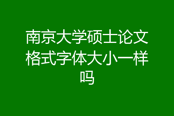 南京大学硕士论文格式字体大小一样吗