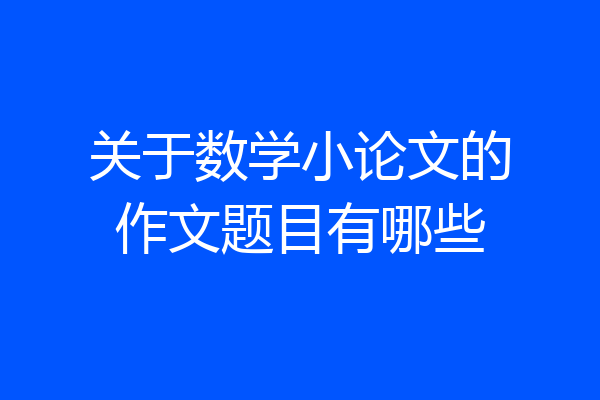 关于数学小论文的作文题目有哪些
