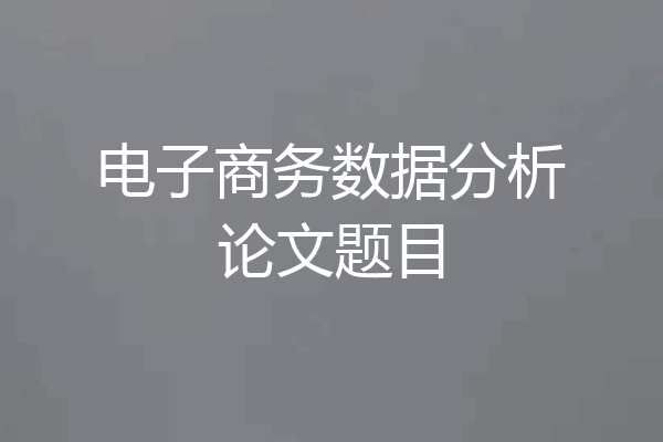 电子商务数据分析论文题目