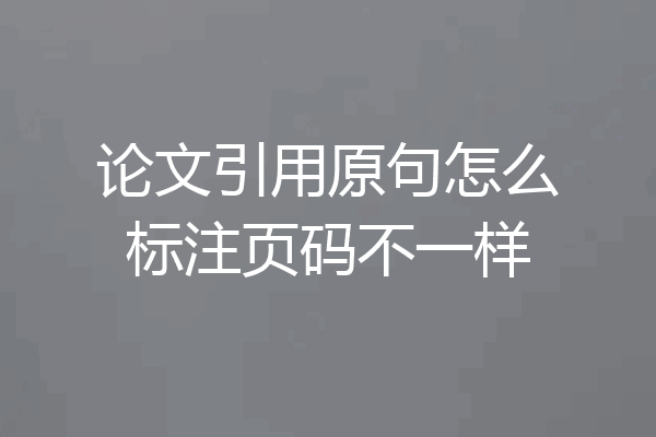 论文引用原句怎么标注页码不一样