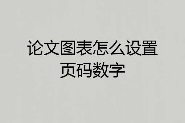 论文图表怎么设置页码数字
