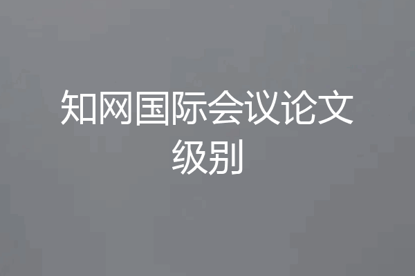 知网国际会议论文级别