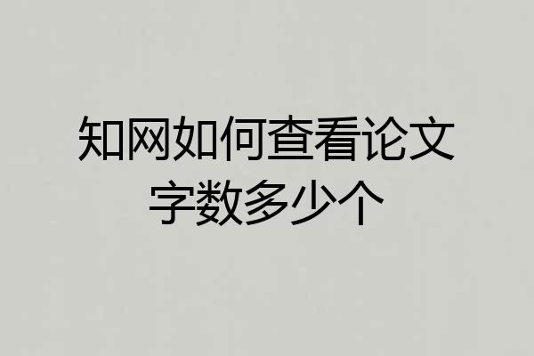 知网如何查看论文字数多少个