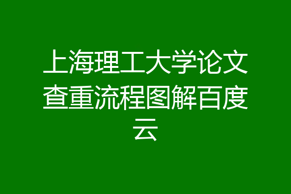 上海理工大学论文查重流程图解百度云