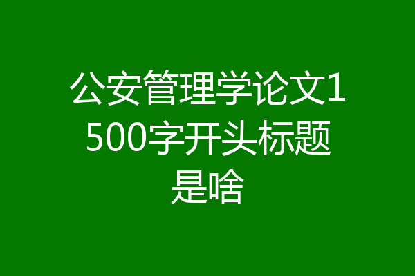 公安管理学论文1500字开头标题是啥