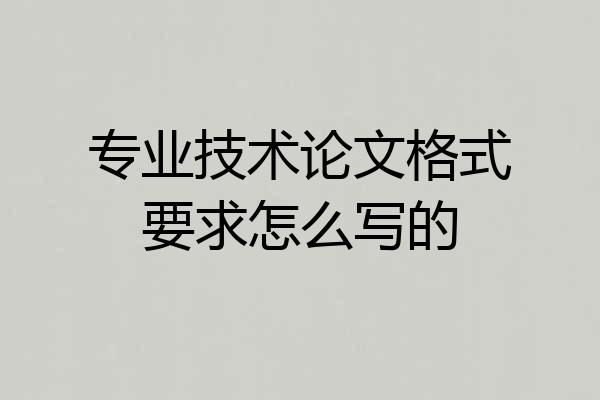 专业技术论文格式要求怎么写的