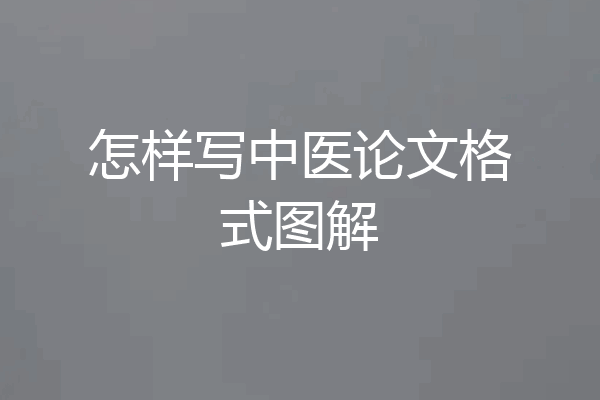 怎样写中医论文格式图解