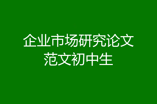 企业市场研究论文范文初中生