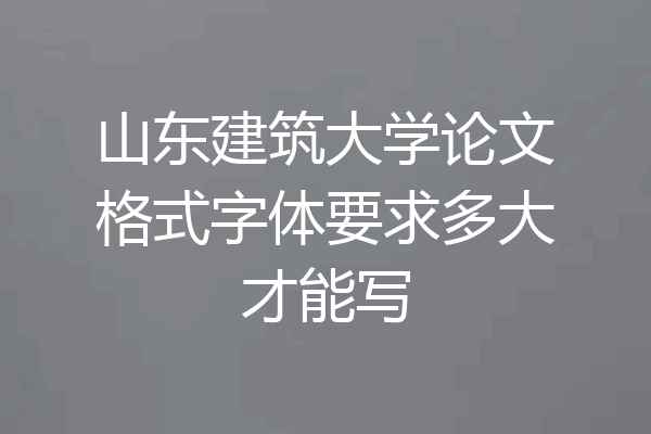 山东建筑大学论文格式字体要求多大才能写