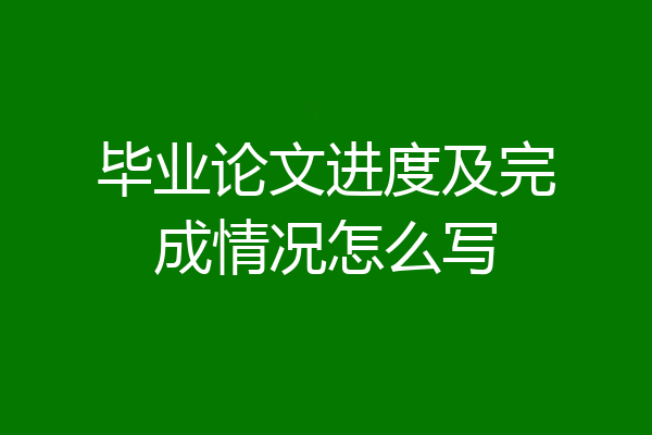 毕业论文进度及完成情况怎么写