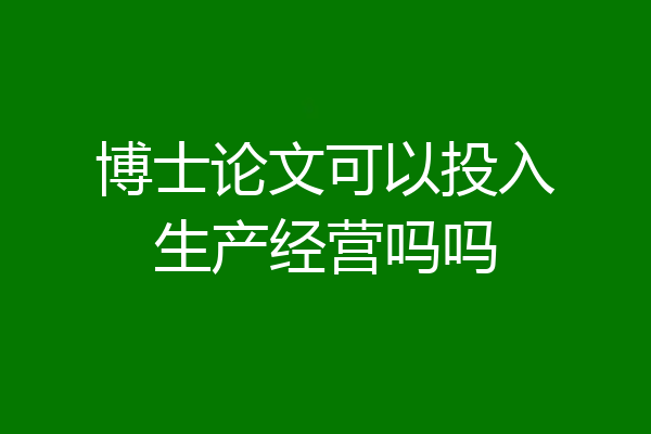 博士论文可以投入生产经营吗吗