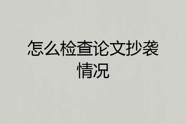 怎么检查论文抄袭情况