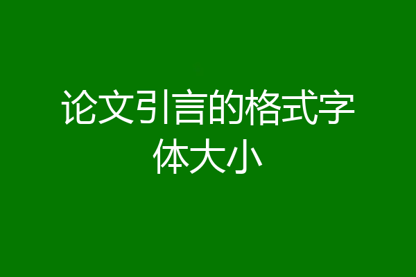 论文引言的格式字体大小