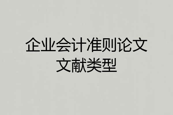 企业会计准则论文文献类型
