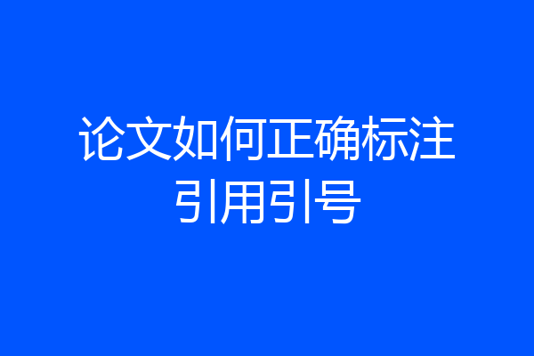 论文如何正确标注引用引号