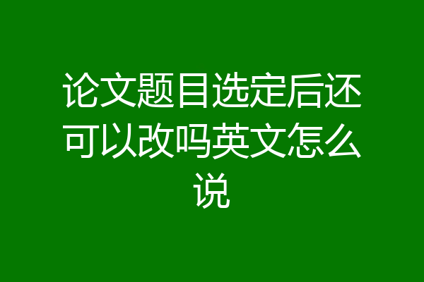 论文题目选定后还可以改吗英文怎么说