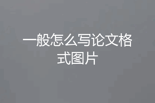 一般怎么写论文格式图片