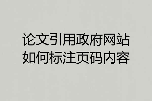 论文引用政府网站如何标注页码内容