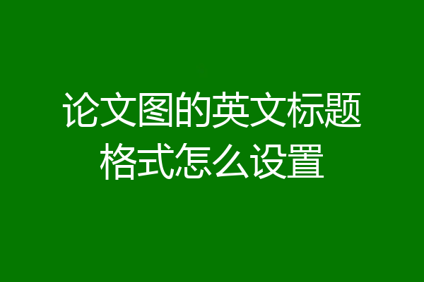 论文图的英文标题格式怎么设置