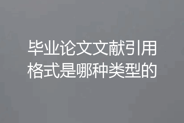 毕业论文文献引用格式是哪种类型的