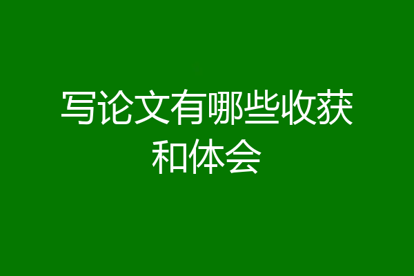 写论文有哪些收获和体会