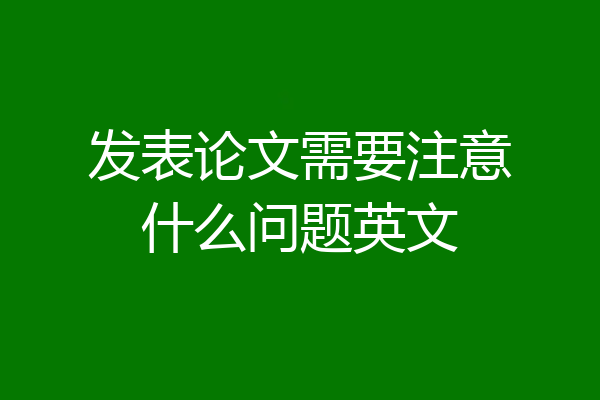 发表论文需要注意什么问题英文