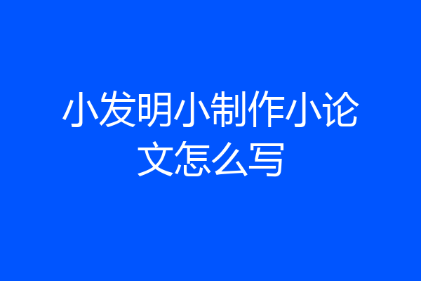 小发明小制作小论文怎么写