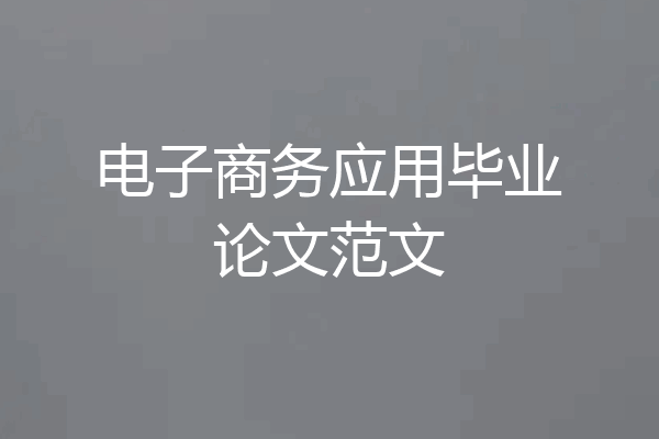 电子商务应用毕业论文范文