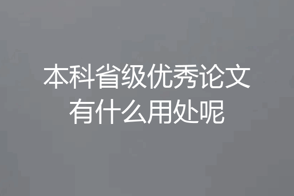本科省级优秀论文有什么用处呢