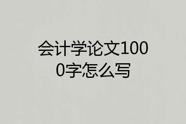 会计学论文1000字怎么写