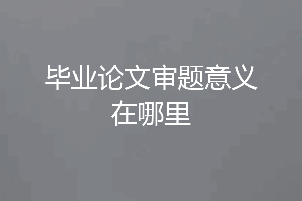 毕业论文审题意义在哪里