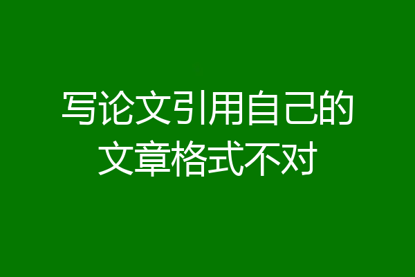 写论文引用自己的文章格式不对